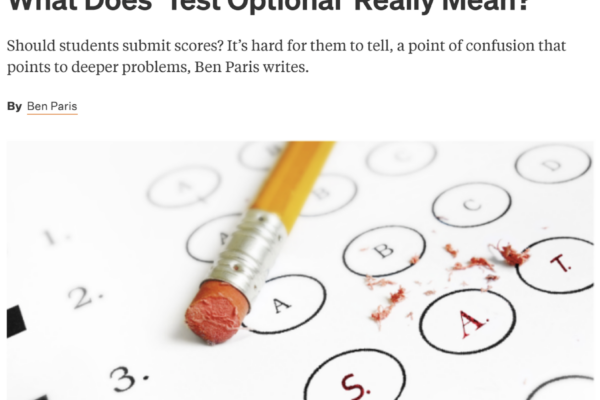 Inside Higher Ed - What does Test Optional really mean